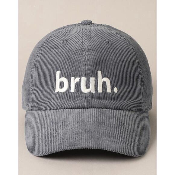 Unbranded Other - Y2K Unisex Hat Corduroy Bruh Cap Embroidered Trucker Gray Adjustable OSFM